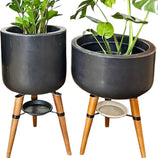 Kit Vaso + Bacia Linha Doha com Tripé de Madeira