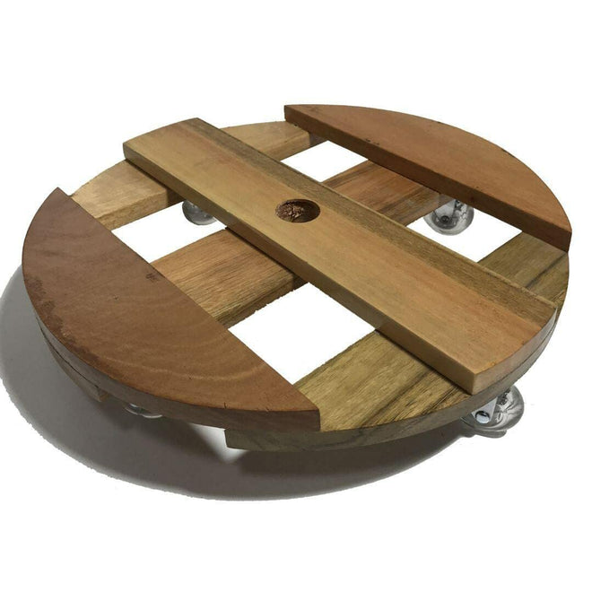 Suporte Redondo de Madeira com Rodas de Silicone