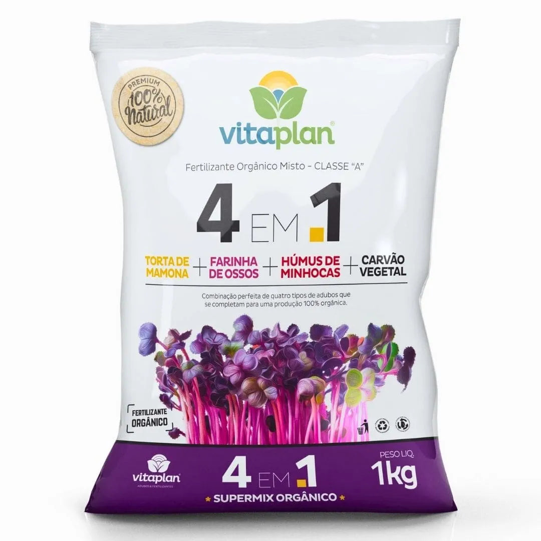 Fertilizante Orgânico 4 em 1 Vitaplan 1kg