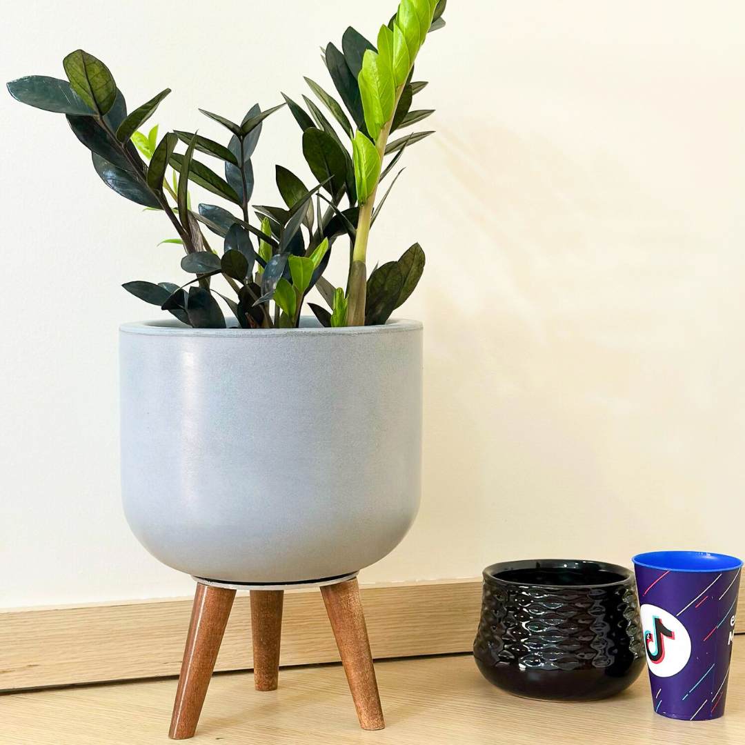 Vaso Doha Médio com Tripé de Madeira