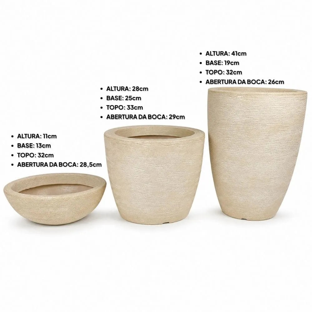 Kit 3 Vasos Texturizados Médios