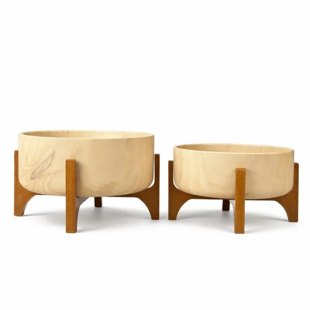 Kit 2 Vasos Bacia Linha Genebra com Suporte de Madeira