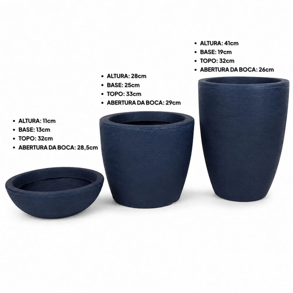 Kit 3 Vasos Texturizados Médios