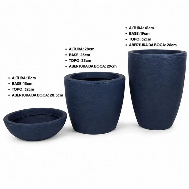 Kit 3 Vasos Texturizados Médios