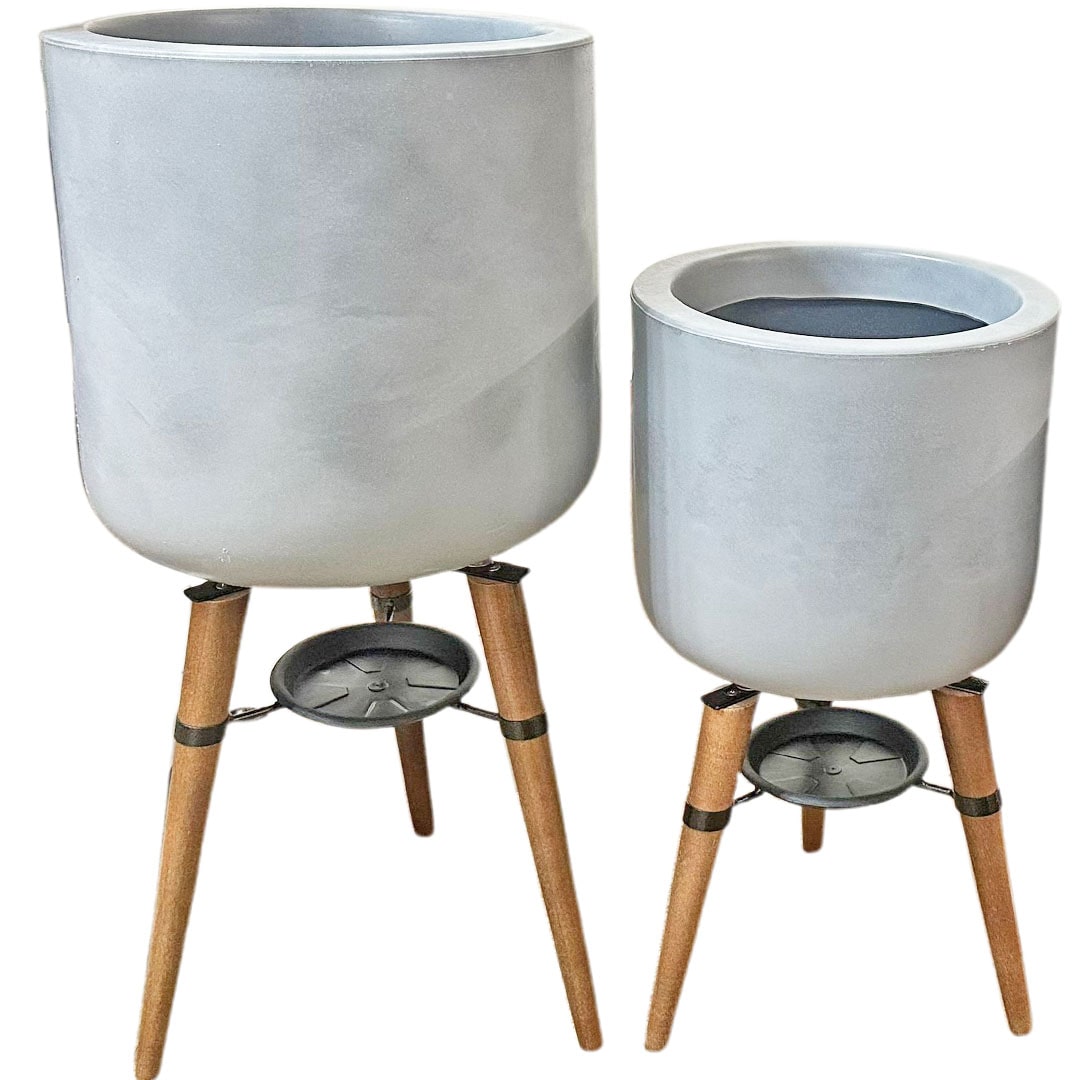 Kit 2 Vasos Linha Doha com Tripé de Madeira