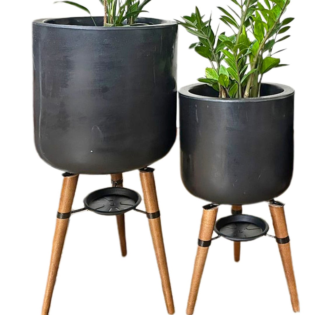 Kit 2 Vasos Linha Doha com Tripé de Madeira