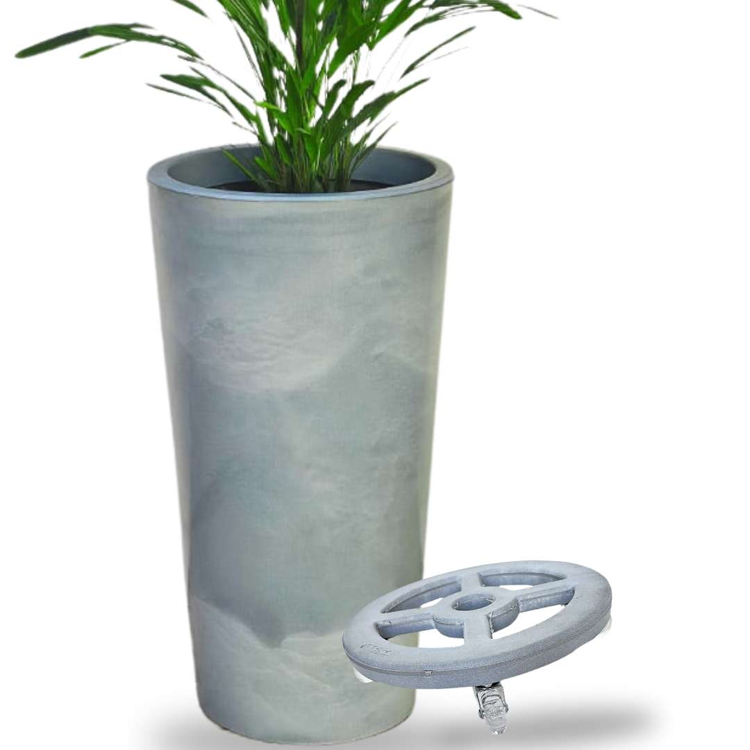 Kit Vaso Damasco Brilhante + Suporte com Rodinhas