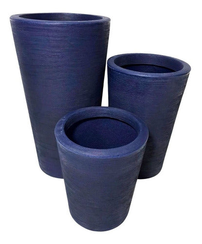 Kit 3 Vasos Linha Damasco Texturizado em Polietileno