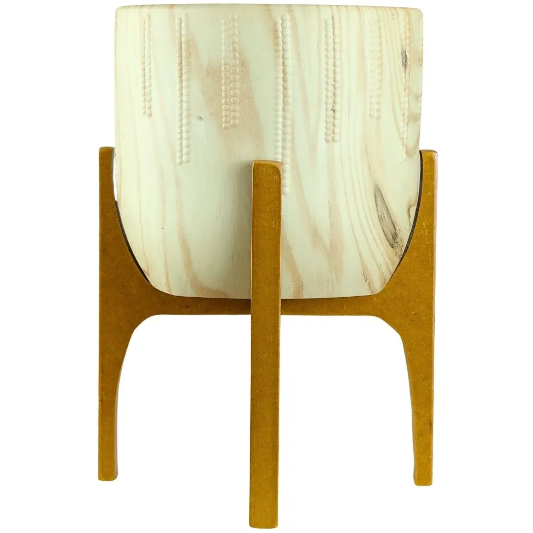 Vaso Cachepot Linha Genebra com Suporte de Madeira Alto