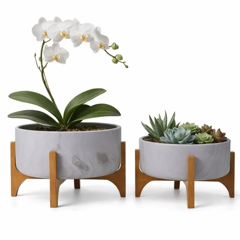 Kit 2 Vasos Bacia Linha Genebra com Suporte de Madeira