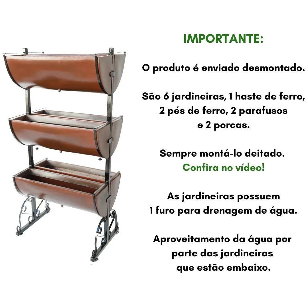 Horta Vertical com 6 Jardineiras