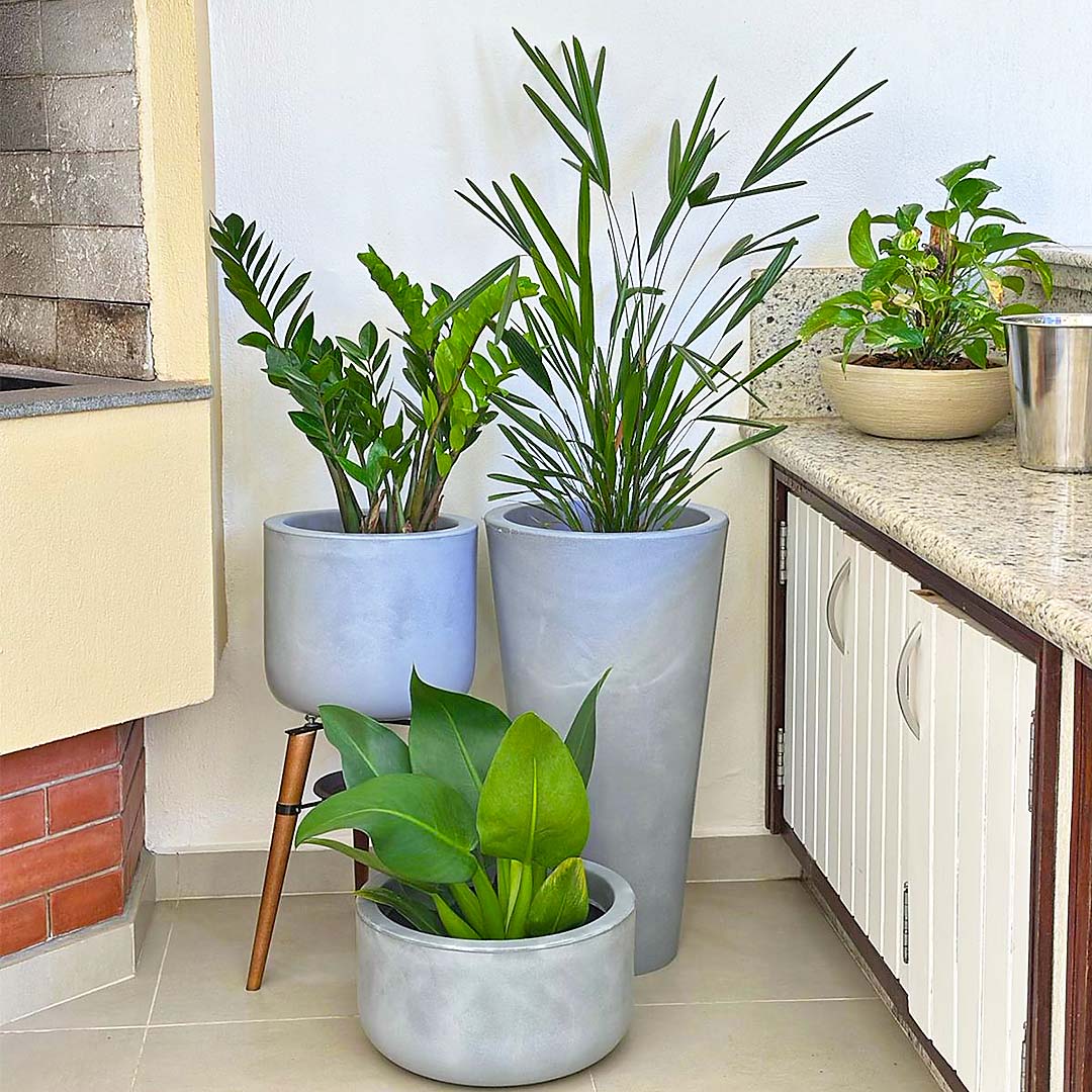 Kit 3 Vasos Cônico + Doha para Decoração Externa