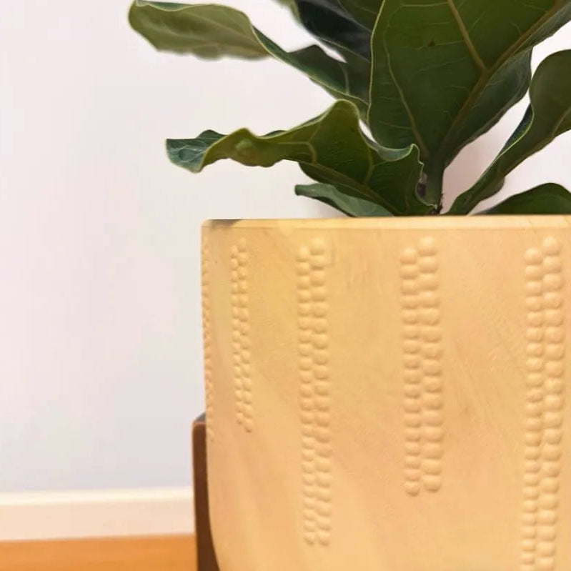 Vaso Cachepot Linha Genebra com Suporte de Madeira Baixo