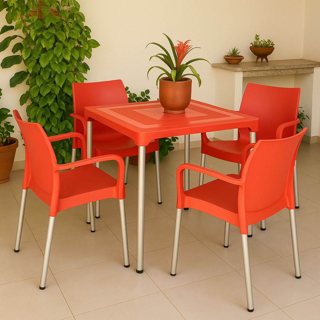 Kit Mesa com 4 Cadeiras Poltrona - Sec Line da Injeplastec