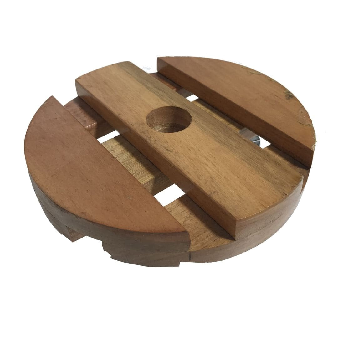 Suporte Redondo de Madeira com Rodas de Silicone