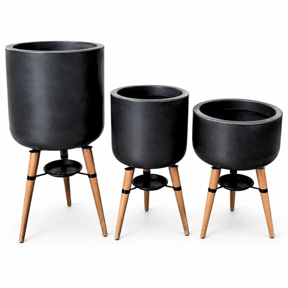 Kit 3 Vasos Linha Doha com Tripé de Madeira