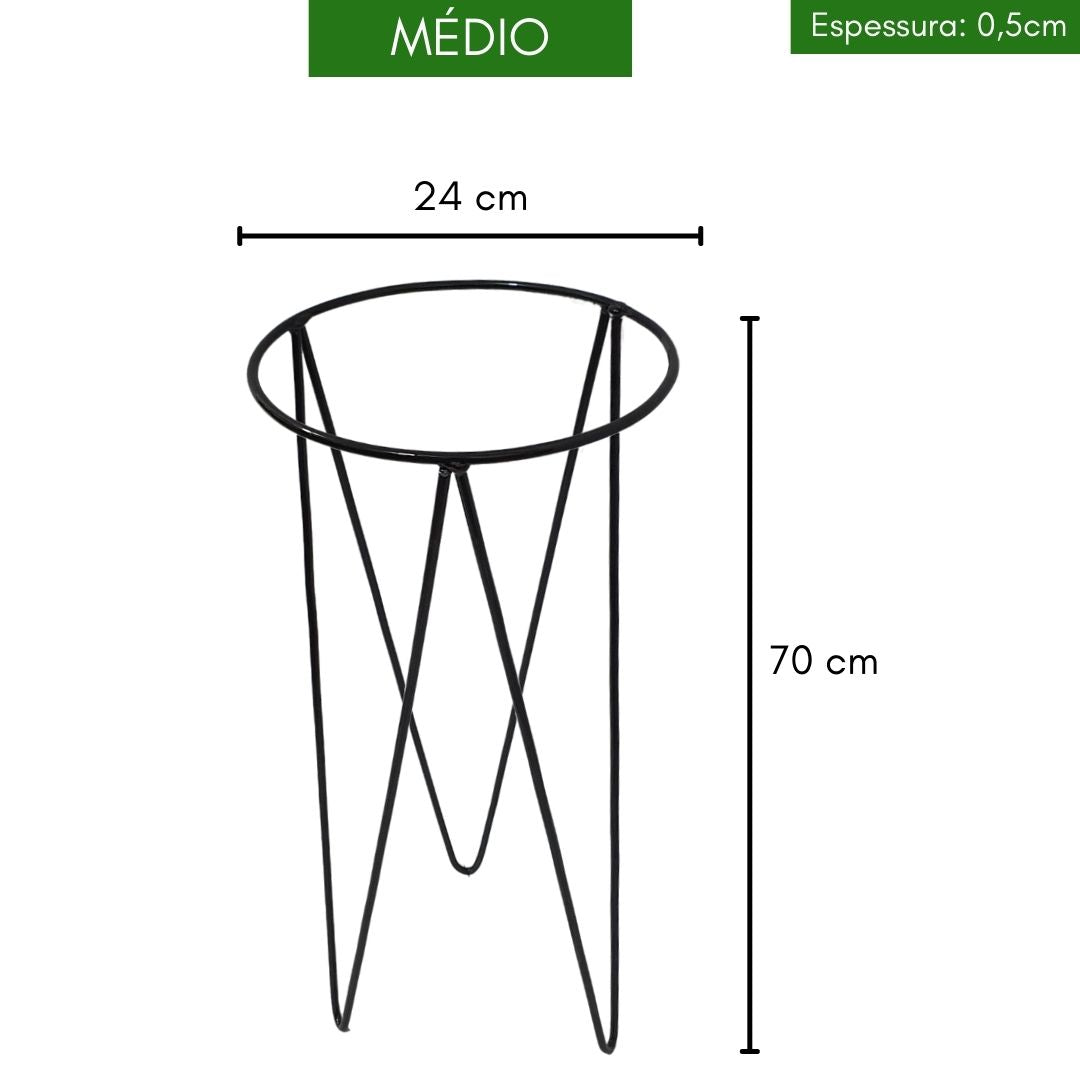 Kit 3 Suportes Tripé Redondo de Ferro