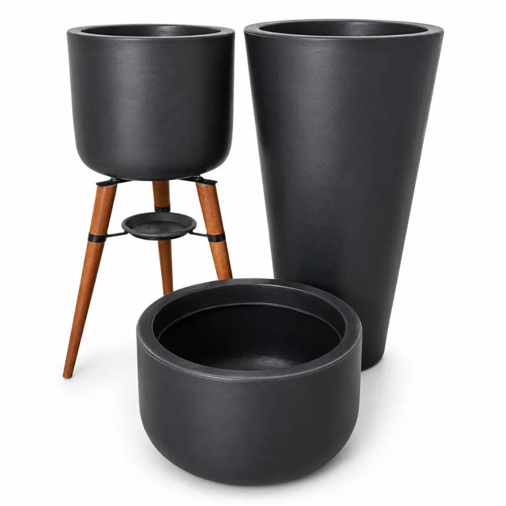 Kit 3 Vasos Cônico + Doha para Decoração Externa