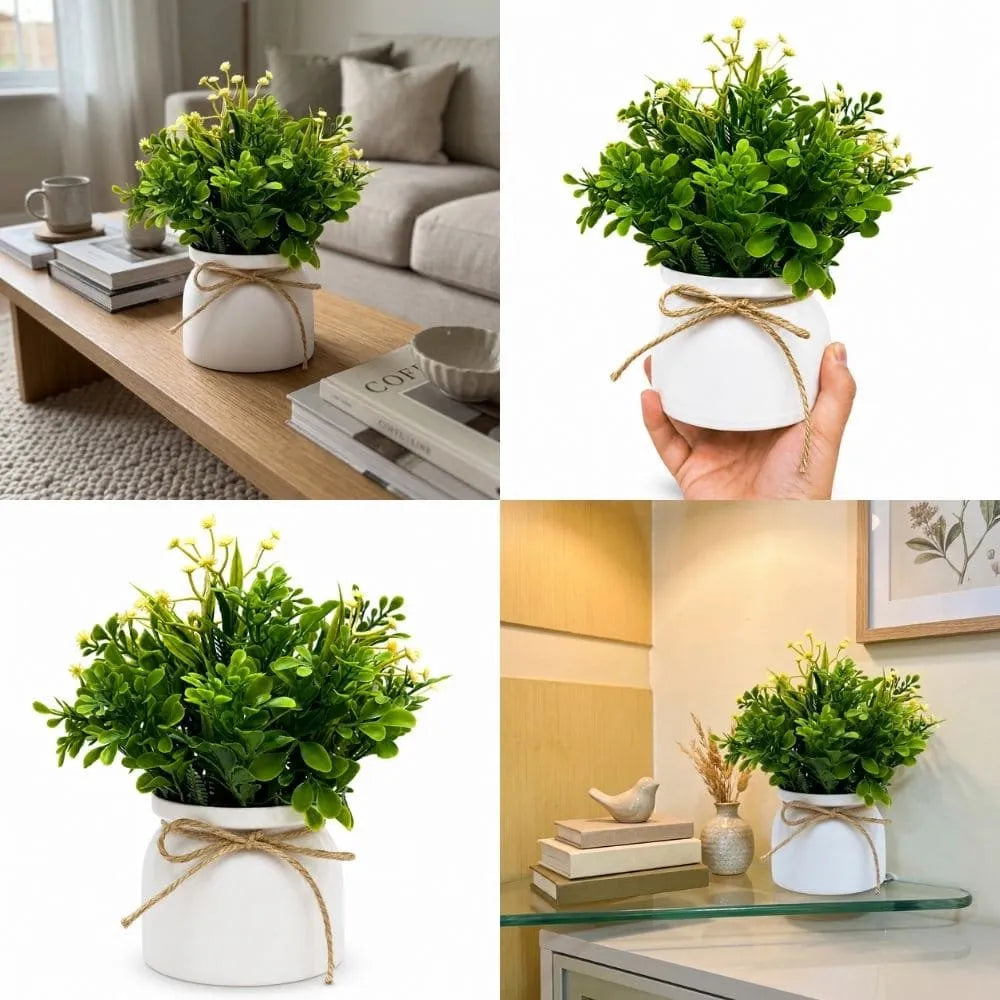 Kit 4 Vasos Decorativos com Flor Artificial