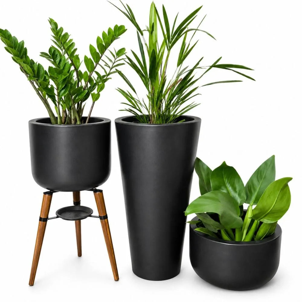 Kit 3 Vasos Cônico + Doha para Decoração Externa