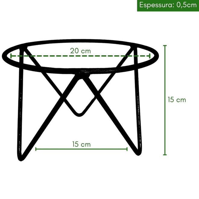 Suporte Tripé Redondo de Ferro 20cm