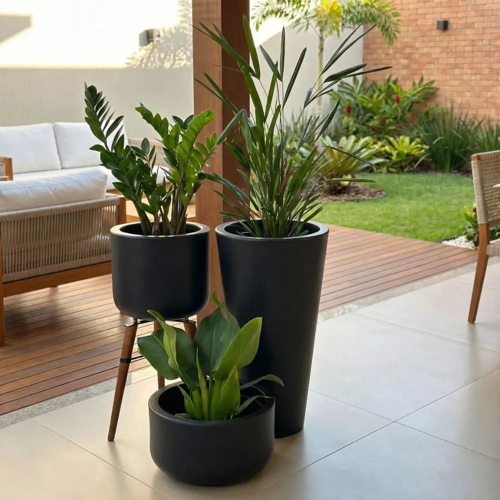 Kit 3 Vasos Cônico + Doha para Decoração Externa