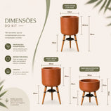 Kit 3 Vasos Linha Doha com Tripé de Madeira