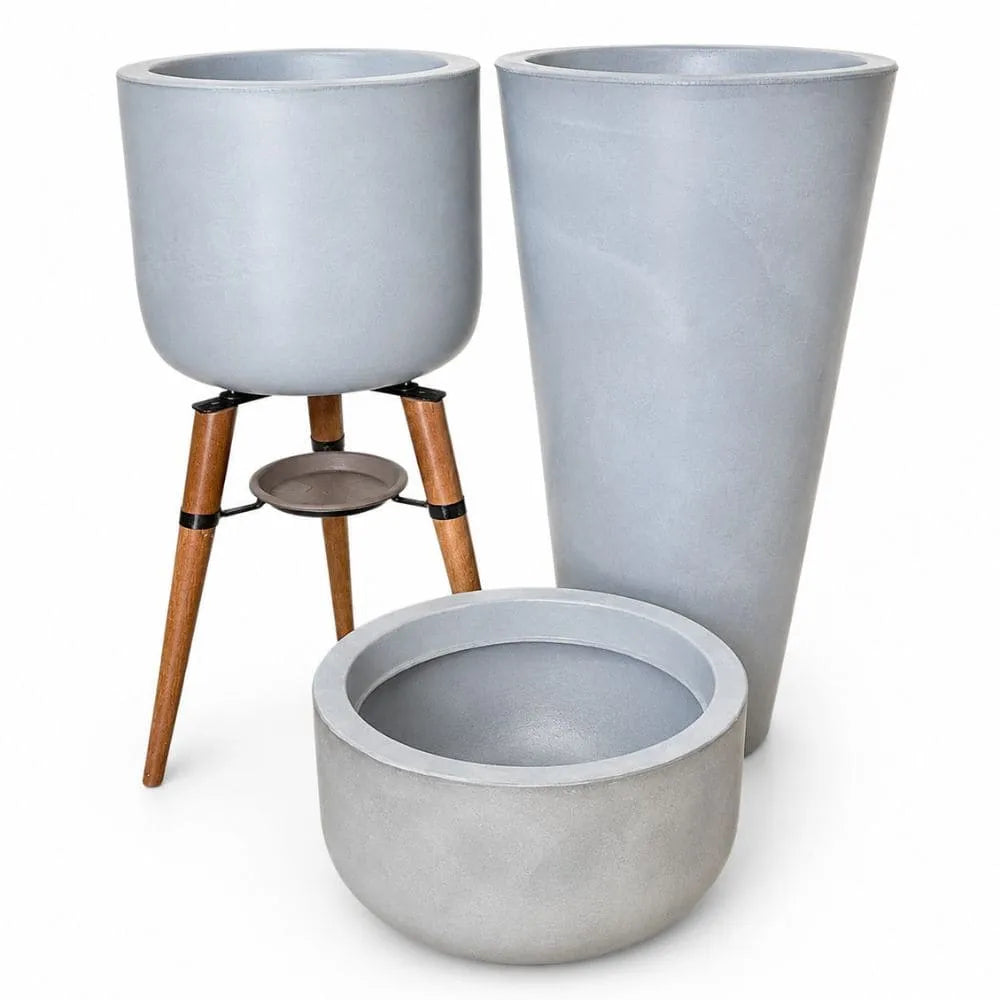 Kit 3 Vasos Cônico + Doha para Decoração Externa