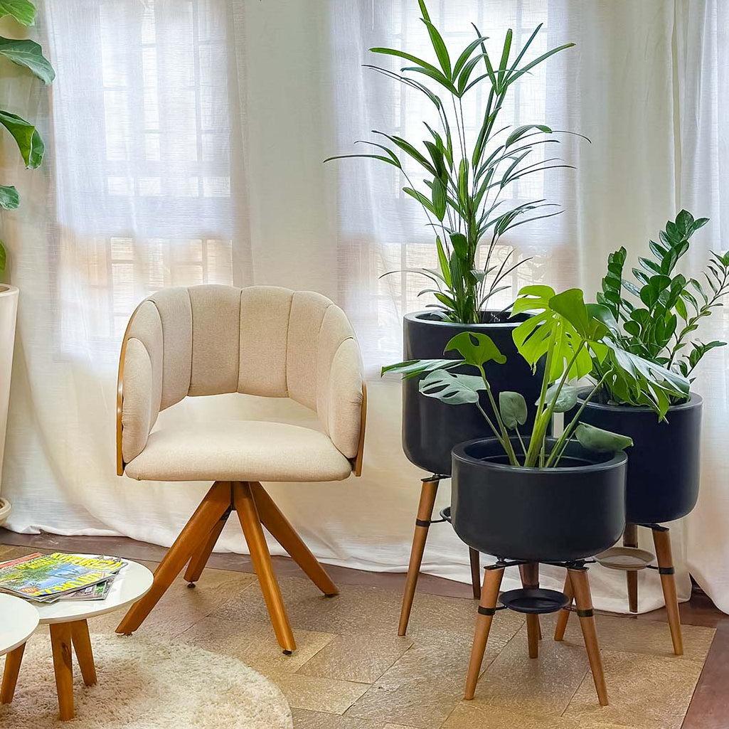 Kit 3 Vasos Linha Doha com Tripé de Madeira