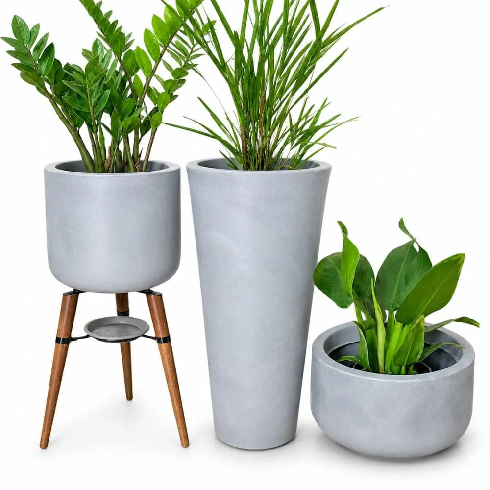 Kit 3 Vasos Cônico + Doha para Decoração Externa