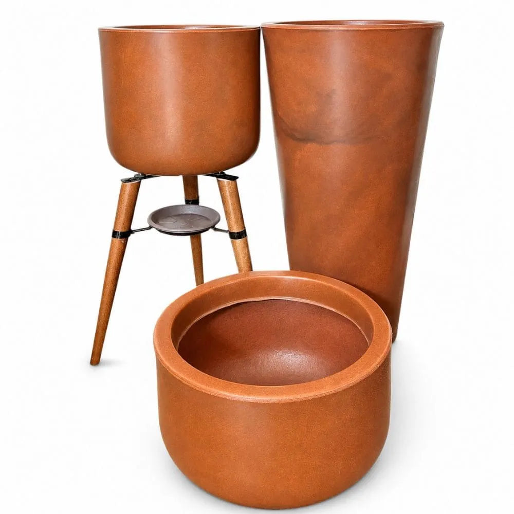 Kit 3 Vasos Cônico + Doha para Decoração Externa