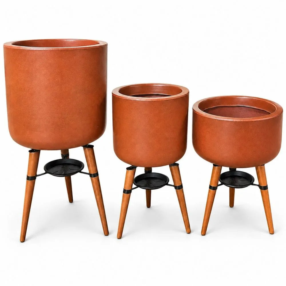Kit 3 Vasos Linha Doha com Tripé de Madeira