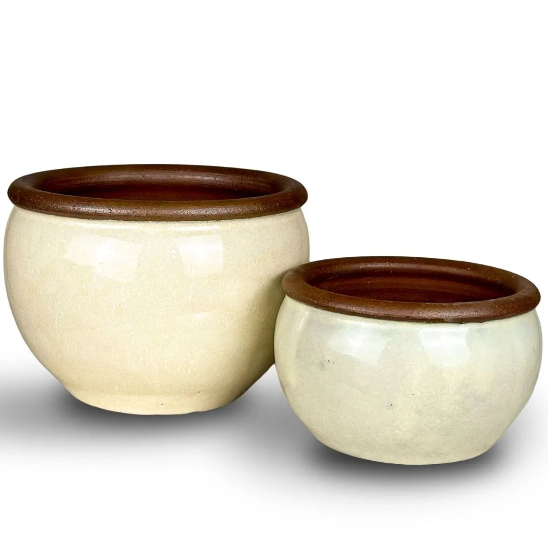 Kit 2 Vasos Cachepot em Cerâmica Esmaltada