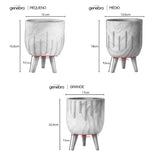 Kit 3 Vasos Genebra em Cerâmica com Tripé de Madeira