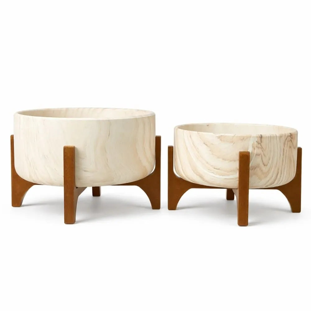Kit 2 Vasos Bacia Linha Genebra com Suporte de Madeira