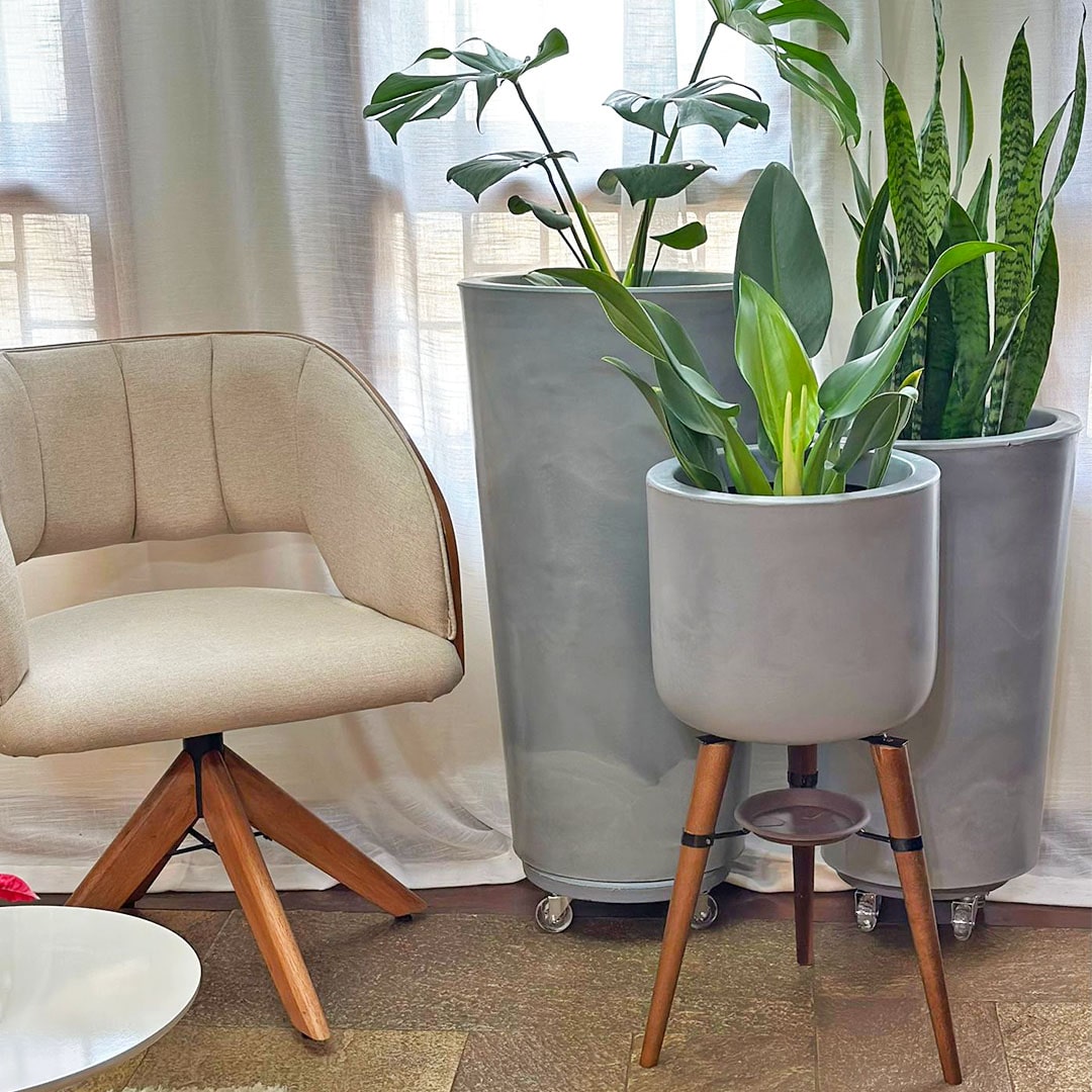 Kit 3 Vasos Linha Damasco em Polietileno