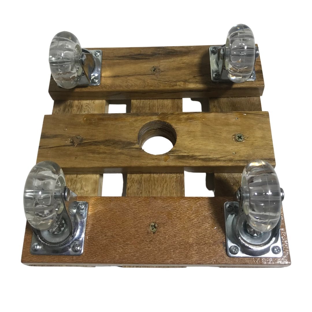 Suporte Quadrado de Madeira com Rodas de Silicone