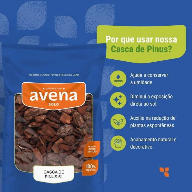 Casca de Pinus Polida Para Jardim e Paisagismo Avena 5L