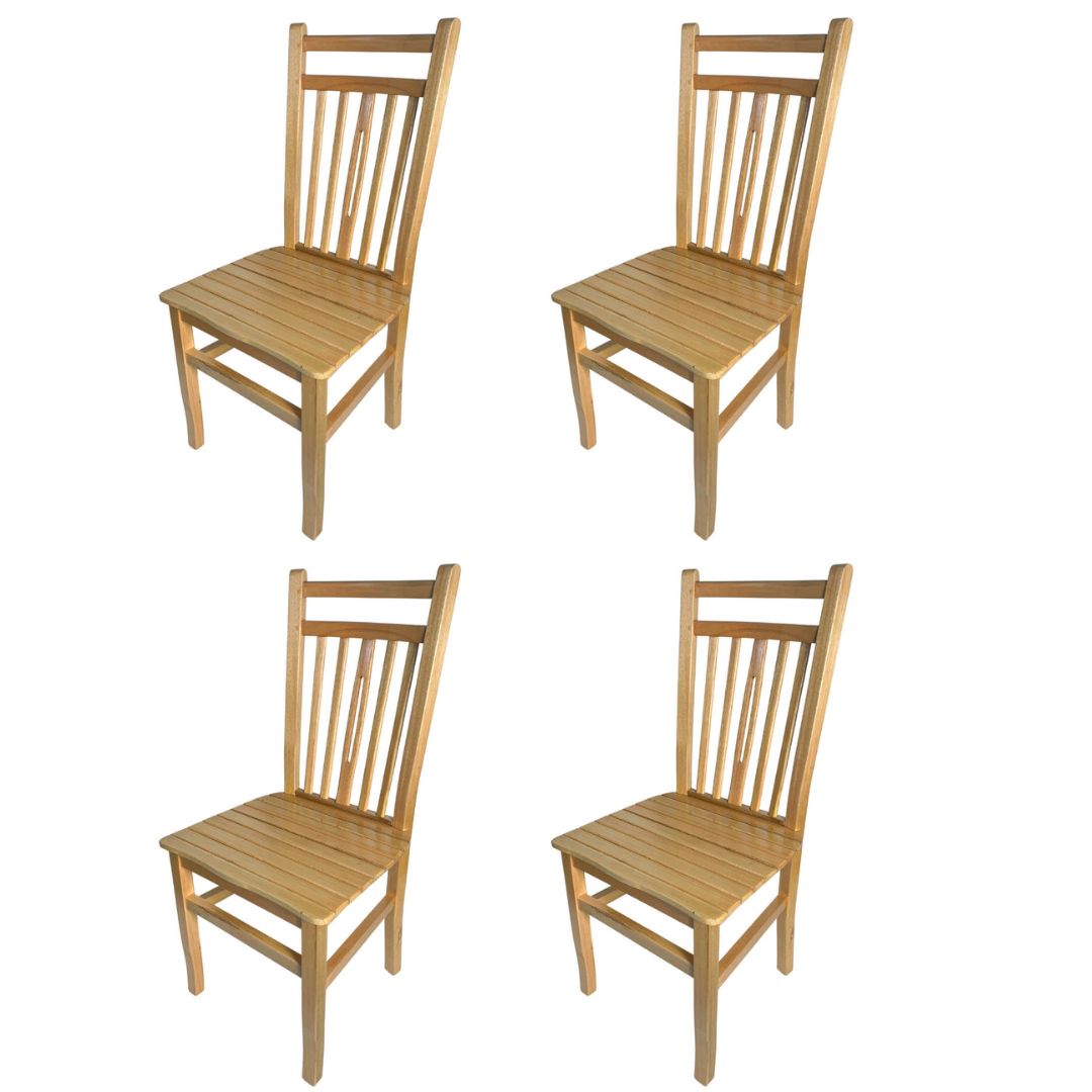4 Cadeiras Pequin De Madeira Para Sala De Jantar E Cozinha