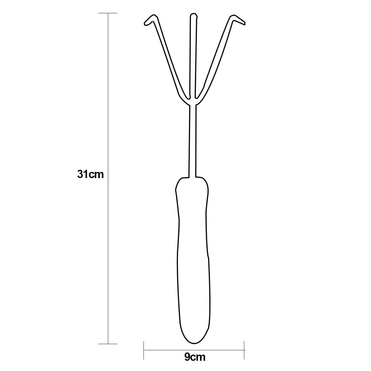 Ancinho de Mão 3 Dentes em Aço com Cabo Plástico Emborrachado 31cm