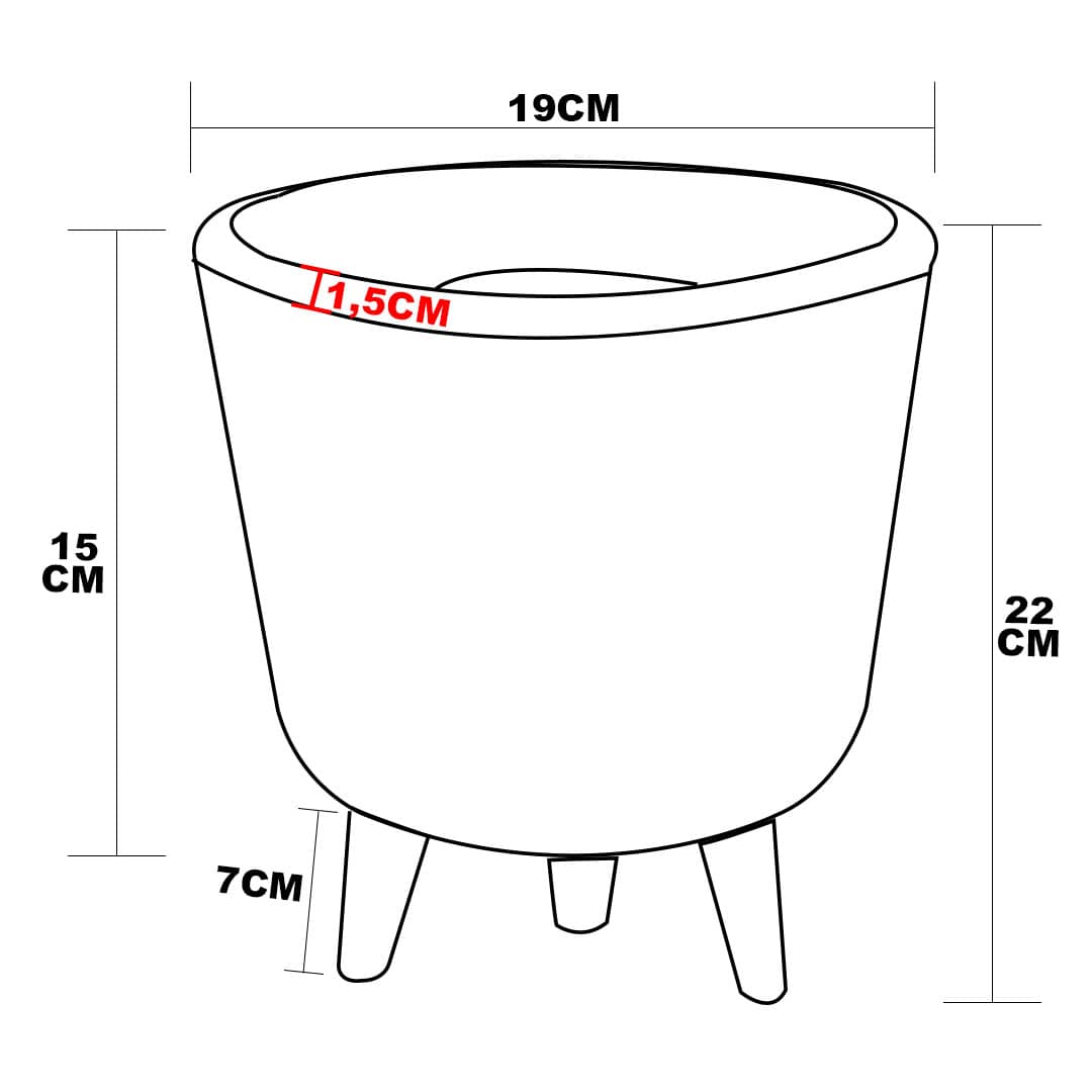 Mini Vaso Linha Doha 22cm com Tripé