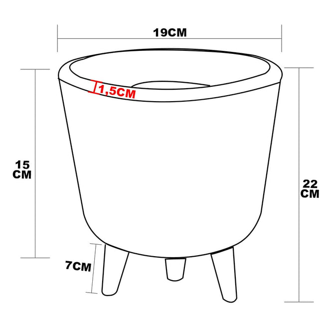 Mini Vaso Linha Doha 22cm com Tripé