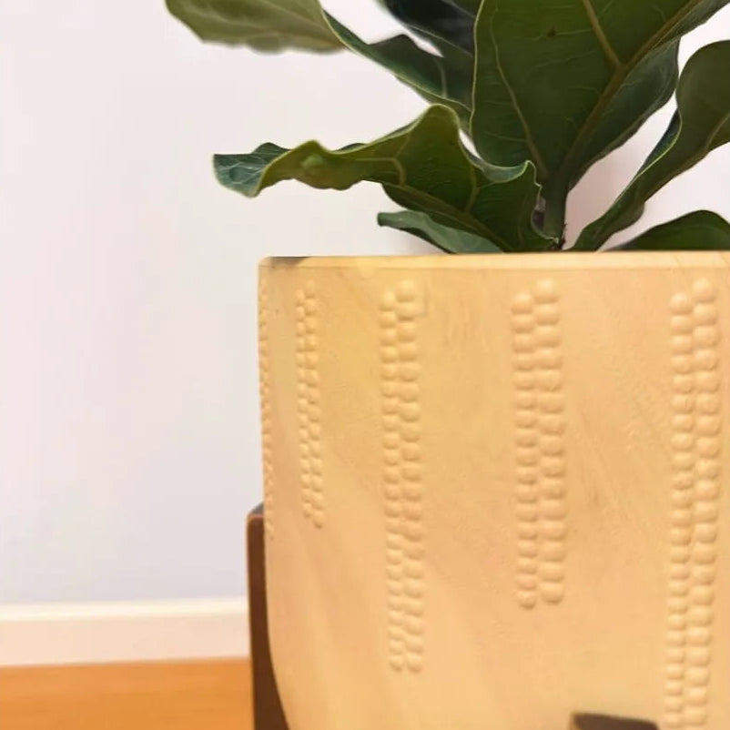 Vaso Cachepot Linha Genebra com Suporte de Madeira Alto