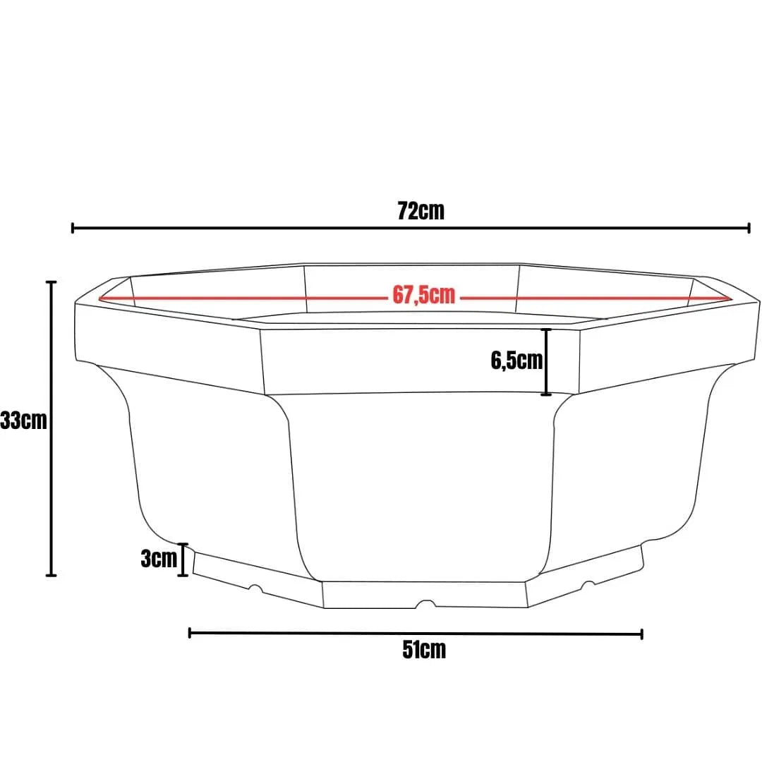 Vaso Bacia Oitavado Siena em Polietileno