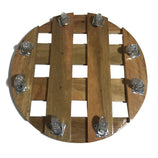 Suporte Redondo de Madeira com Rodas de Silicone