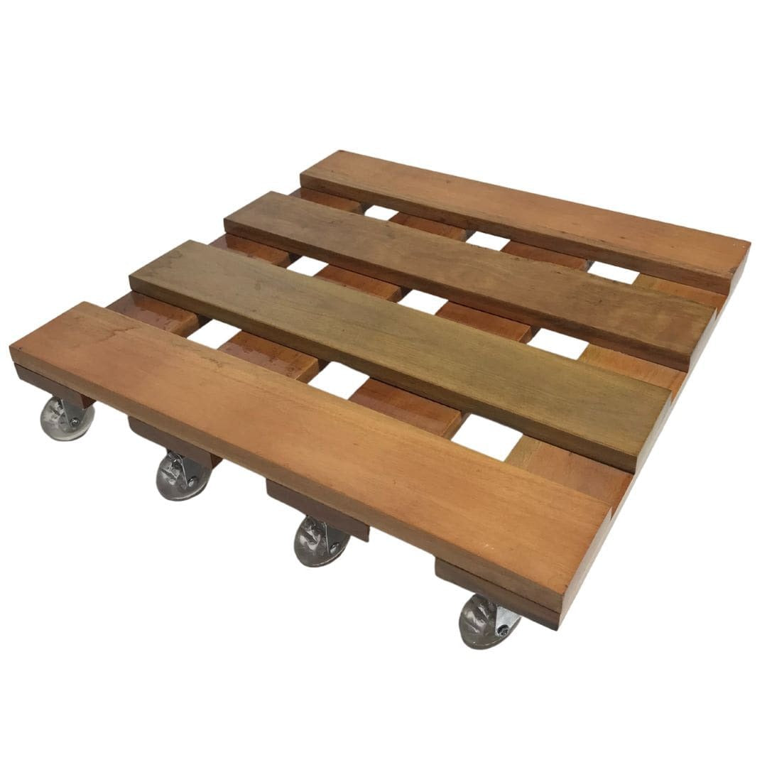 Suporte Quadrado de Madeira com Rodas de Silicone