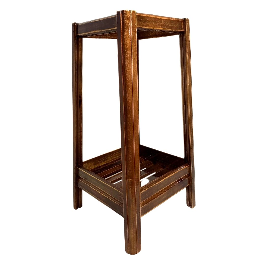 Vaso Quadrado de Madeira com Suporte