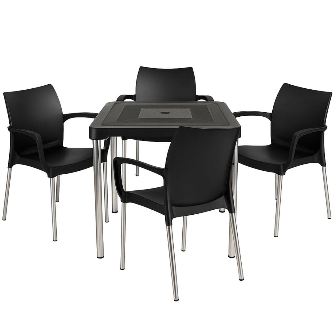 Kit Mesa com 4 Cadeiras Poltrona - Sec Line da Injeplastec