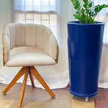 Kit Vaso Damasco Brilhante + Suporte com Rodinhas