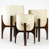 Vaso Cachepot Linha Genebra com Suporte de Madeira Alto